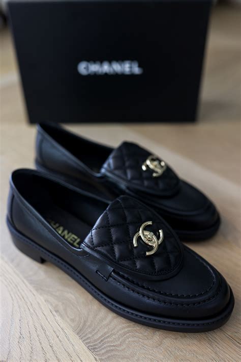 chanel quilted loafers black|chanel black and white loafers.